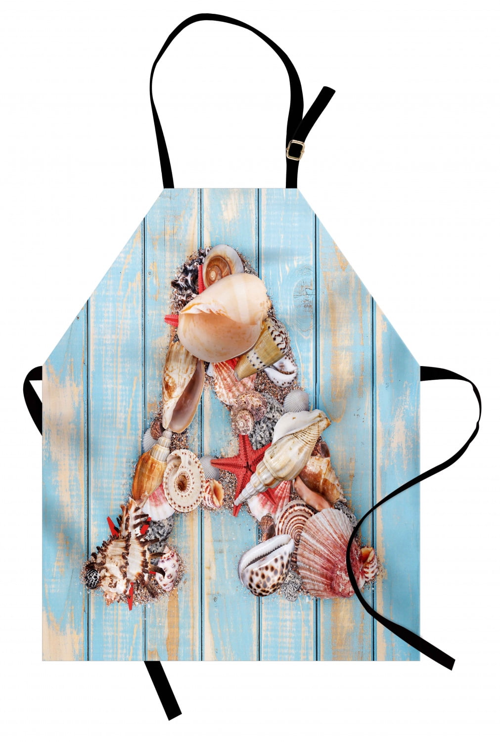 Letter A Apron Letter A with Seashells on Pale Wooden Board ...