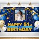 thumbnail image 1 of Banner de decoración de cumpleaños AUBAO, feliz 51 cumpleaños, azul marino, 1 of 7