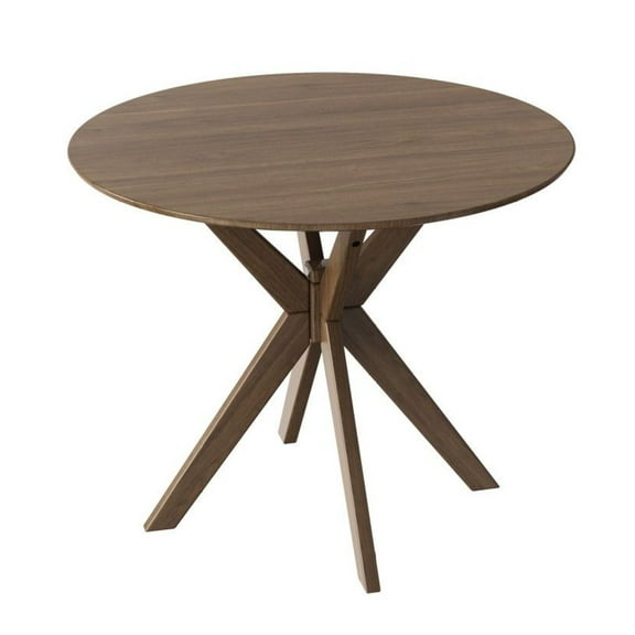 36 Inch Round Wood Dining Table with Intersecting Pedestal Base
