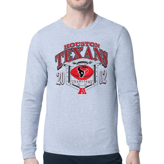 Men's Starter Heather Gray Houston Texans Retro Long Sleeve Graphic T-Shirt