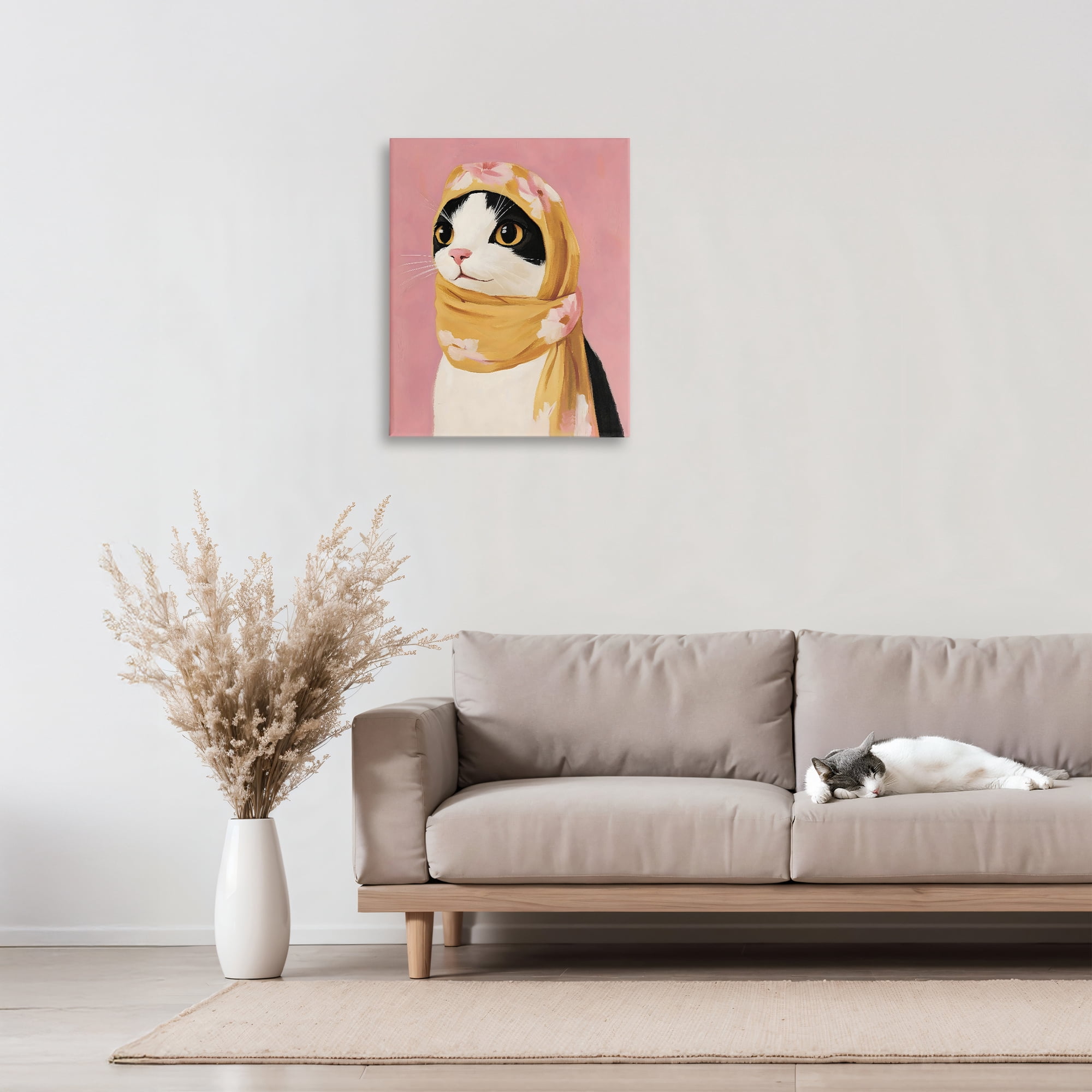 Stupell Industries Cat Babushka in Yellow Scarf Canvas Wall Art, design by The Prints Vibe