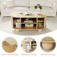 thumbnail image 5 of Wirrytor Oval Coffee Table with Sliding Door and Storage, Mid Century Modern Wood Center Table, 2-Tier Tea Cocktail Table for Living Room, Farmhouse Style Furniture with Hidden Compartment, 5 of 8