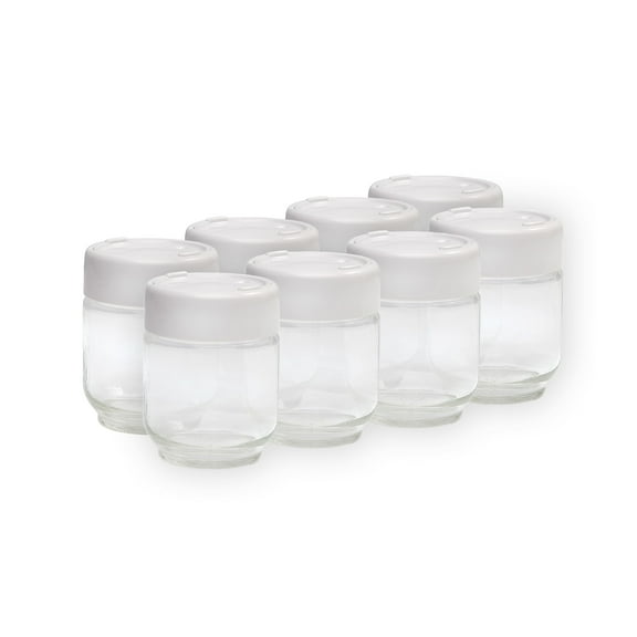 Euro Cuisine Set of 8 6oz Glass Jars for Yogurt Maker Clear (GY2640)