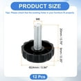 thumbnail image 2 of 12Pack M6 Thread Furniture Feet Levelers, 24x20 Adjustable Leveling Screw, Black, 2 of 6