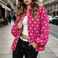 thumbnail image 6 of Tqcoqu Women's Polka Dot Zip Up Jacket, Lapel Collar Bubble Sleeve Loose Lightweight Windbreaker Casual Outerwear,Women's,Size M-XXXL, 6 of 8