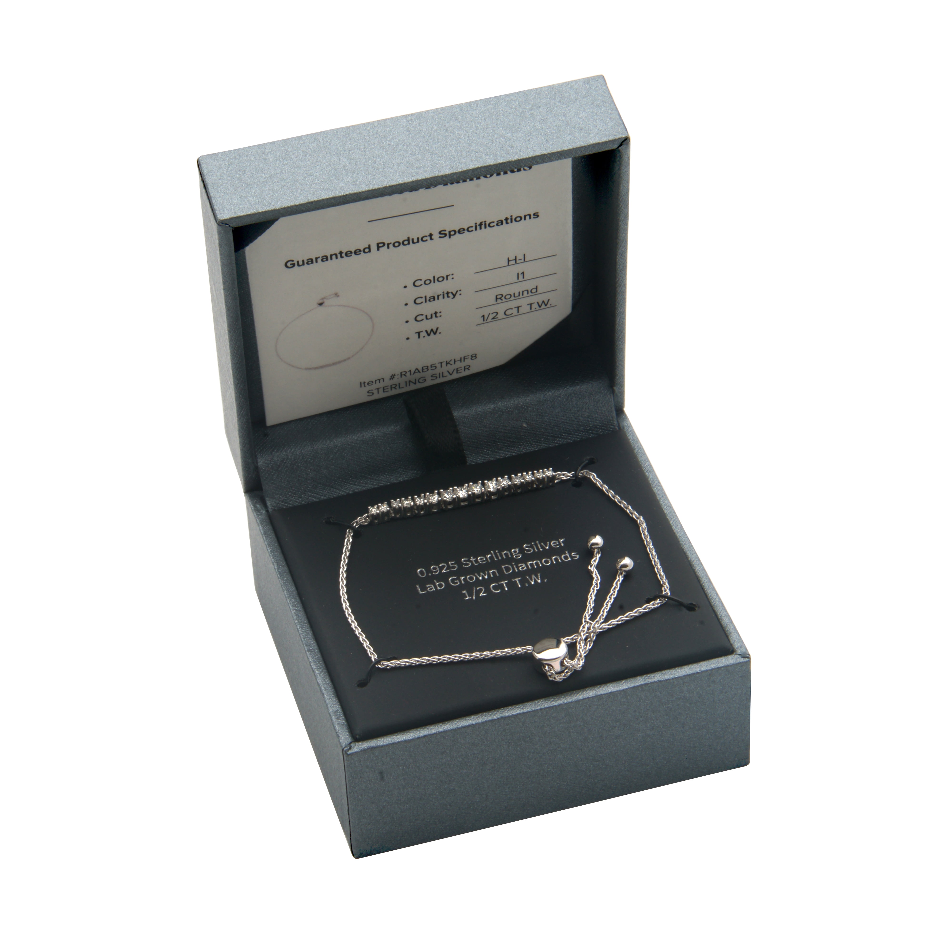 Forever Facets 1/2 CT TW Lab Grown Diamond Platinum over Sterling Silver Bolo Bracelet, Adult Female