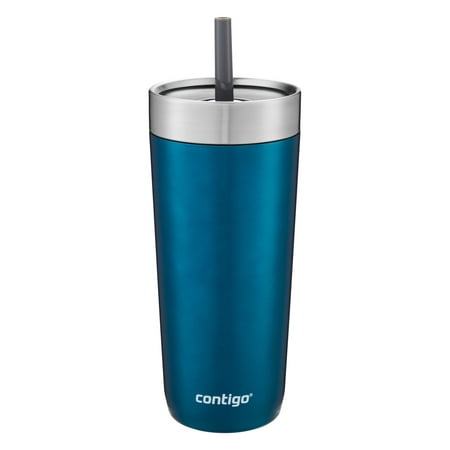 Contigo Luxe Stainless Steel Tumbler with Spill-Proof Lid and Straw | Insulated Travel Tumbler with No-Spill Straw, 18 oz, Biscay Bay