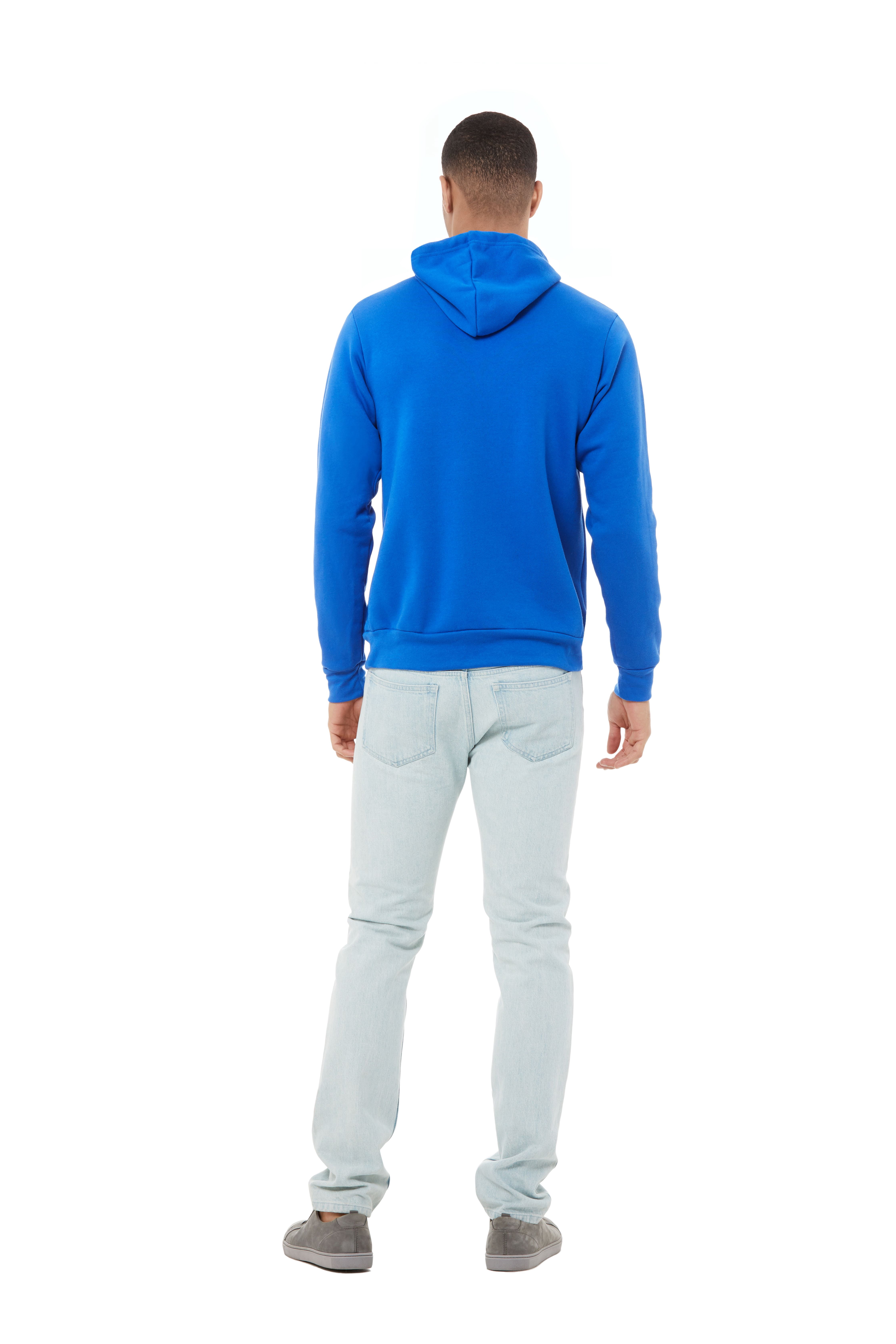 BELLA+CANVAS Adult Crew Neck Personalized Hoodie, Create your own Designs,True Royal, Large, Unisex