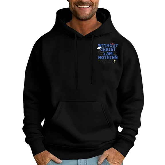 CharmCyan Men's Hooded Casual Hoodie Black L