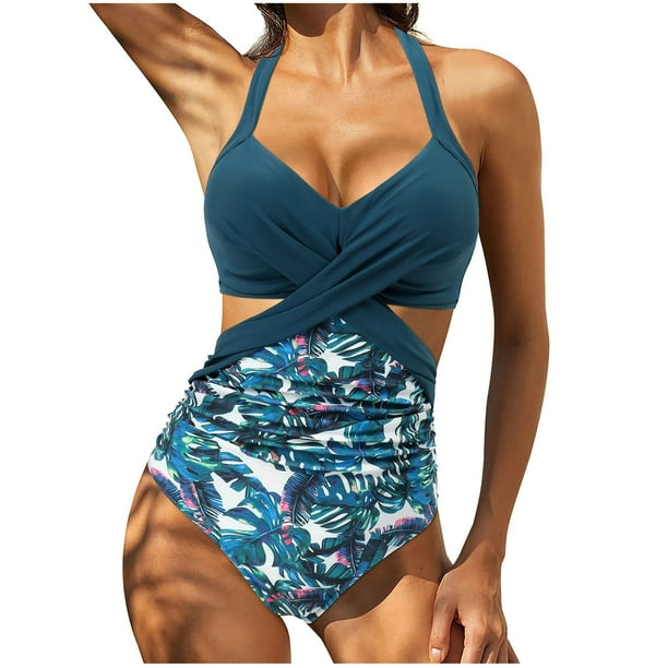 Moda mujer cómodo traje de baño sólido e impreso sin espalda siamés traje de baño OAVQHLG3B Store lin121212