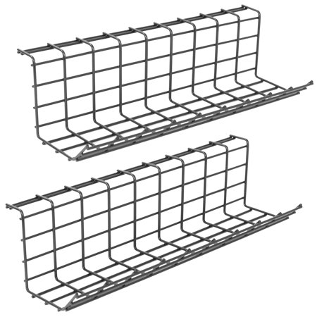 VIVO Black Dual Under Desk Cable Management Tray Organizer for Wire Management