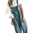 thumbnail image 3 of Sleeveless Women Casual Denim Jumpsuit Loose Wide Leg Jeans Oversall Bib Pants, 3 of 6