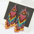 thumbnail image 6 of Jiaroswwei Women Bohemian Long Beaded Tassel Drop Dangle Hook Earrings Party Jewelry Gift, 6 of 8