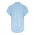 thumbnail image 4 of WERYOUNG Solid Color Womens Blouses Short Sleeve Stand Collar Button Front Shirts For Women Fall Daily Wear Comfortable Top,Size XXXL, 4 of 6