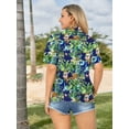 thumbnail image 2 of LA LEELA Women's Casual Beach Blouse Shirt Open Front Blouses Short Sleeve Button Down Dress Tops Tee Shirts Hawaiian Dresses for Women XXL Floral, Blue, 2 of 5