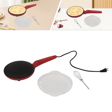 550W 110V Red Electric Crepe Maker Baking Pancake Pan Non-Stick Frying Griddle Machine for Home, Bakery