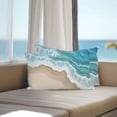 thumbnail image 3 of Lumbar Pillow Covers 20x12 Inch Set of 2, Turquoise Ocean Waterproof Outdoor Pillow Covers, Gradient Brown Shore Sandy Beach Abstract Decorative Cushion Pillowcases for Couch, Sofa, Bed, Patio, 3 of 9