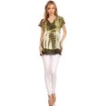 thumbnail image 5 of Sakkas Violet Embroidery Tie Dye Sequin Accents Blouse / Top - Army Green - One Size, 5 of 5