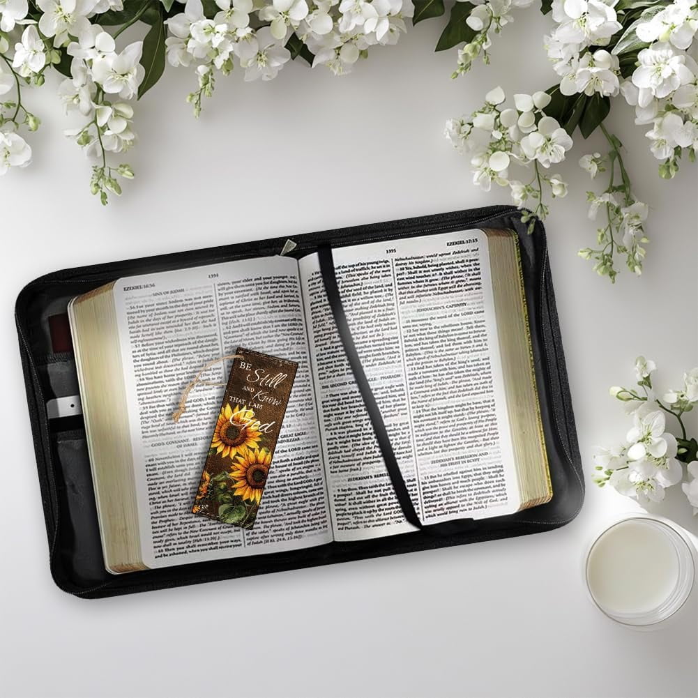 1pc Large Bible Cover 8x11 inch PU Leather Bible Case with Bookmark Sunflower Butterfly Bible Carrying Case for Women Men Christian Bible Note Books Carrying Accessories for DIY