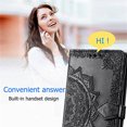 thumbnail image 6 of for Motorola Edge 50 Neo Leather Phone Case, 3D Carved Relief Flower Lace Pattern Folio Flip Cover Kickstand, Floral Card Holder Cash Slot, Magnetic Clasp, Hand Wrist Strap, 6 of 8