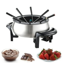 GETHFS 3QT Electric Chocolate Fondue Pot Set – 1000W Stainless Steel Cheese & Chocolate Melting Warmer with Adjustable Temperature, Nonstick Interior, and Color-Coded Forks