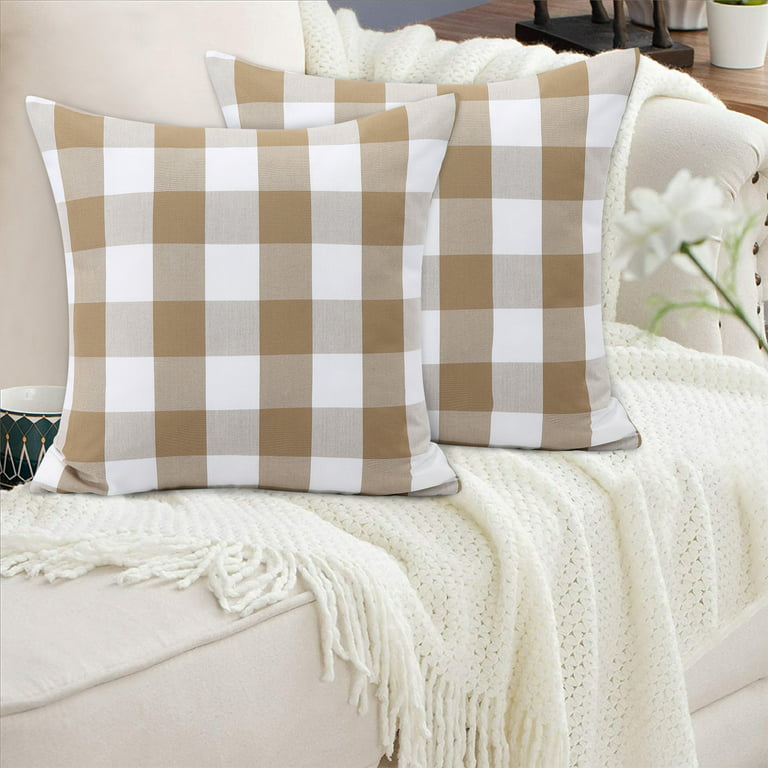 4 set of 18x18 Pack White and Black Buffalo Check Plaid Throw Pillow Case  Covers
