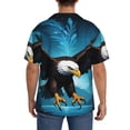 thumbnail image 3 of Sikiie Night Sky Forest Bald Eagle Men's Wrinkle Free Untucked Cuban Shirt Business Casual Button Down Shirts Short Sleeve ShirtLarge, 3 of 5