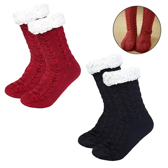2 Pairs Fuzzy Socks for Women Fluffy Cozy Winter Warm Soft Fleece Comfy Thick Socks