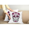 thumbnail image 2 of Ambesonne Sugar Skull Throw Pillow Cover 2 Pack, Flower Hearts Swirl, 16", Hot Pink Black White, 2 of 7