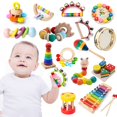 thumbnail image 2 of Juegos educativos de madera para niños, juguetes de madera para el desarrollo del bebé, sonajeros Montessori, juguetes para bebés de 0, 6, 12 meses, 1 y 2 años Fivean unisex, 2 of 2
