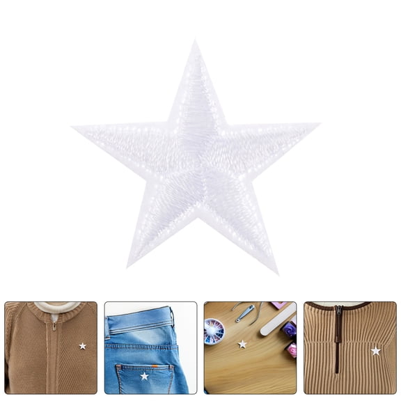 ETHZZLE Durable Star Patches White Polyester Easy Application for Decoration 50Pcs