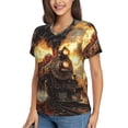 thumbnail image 2 of V Neck Tee Tops Summer Short Sleeve Casual T-Shirts, Retro Steam Train Vintage, 2 of 6