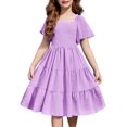 thumbnail image 1 of Vestido Arshiner morado para niñas de 5 a 6 años con bolsillos de poliéster, 1 of 7