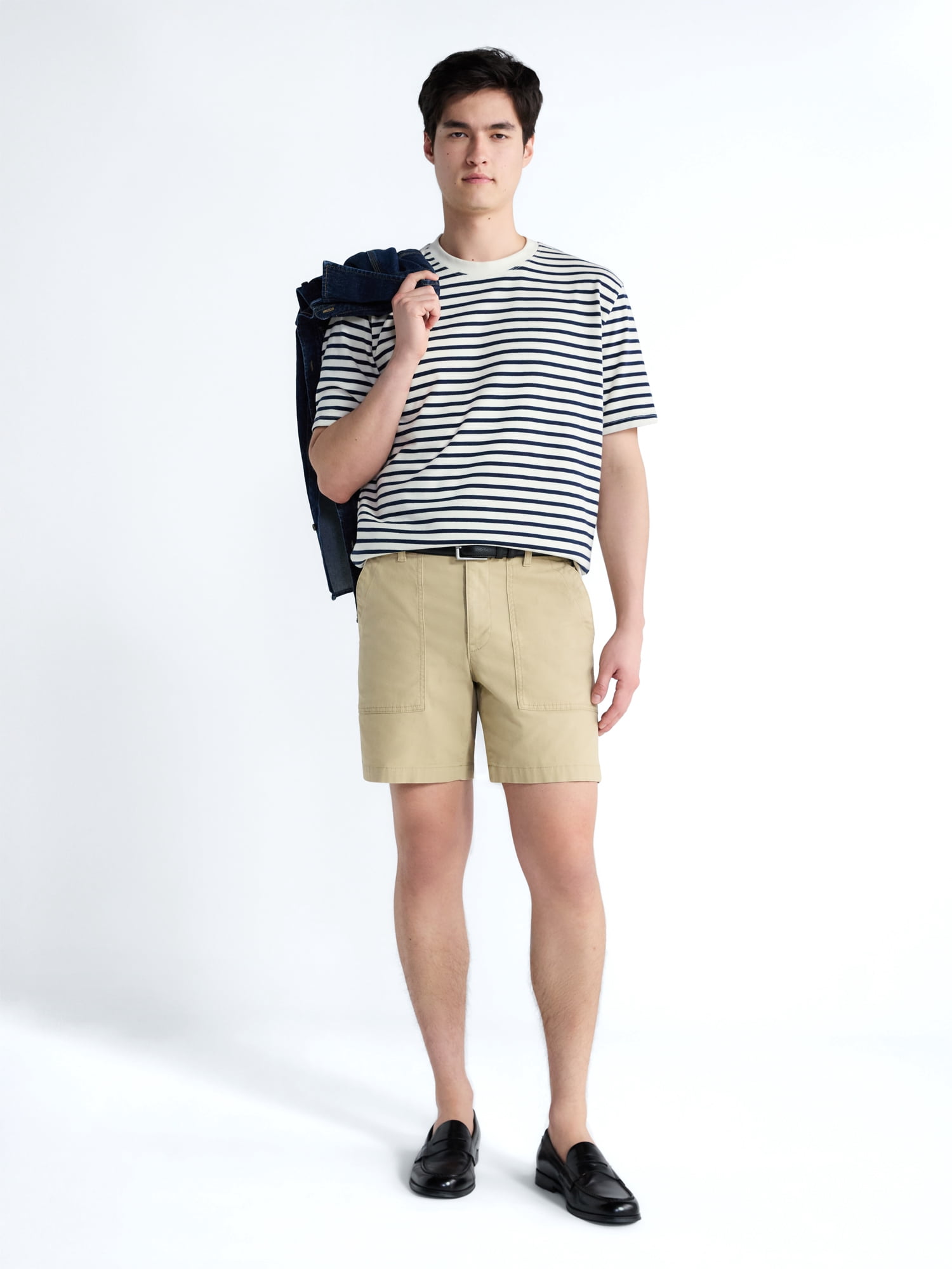 Free Assembly Striped Relaxed Heavyweight Tee with Short Sleeves, Sizes XS-3XL