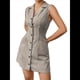 thumbnail image 3 of Vestidos Cortos con Botones para Mujer, Sin Mangas, Corte A, con Bolsillo. Cuadrícula Gris M, 3 of 8