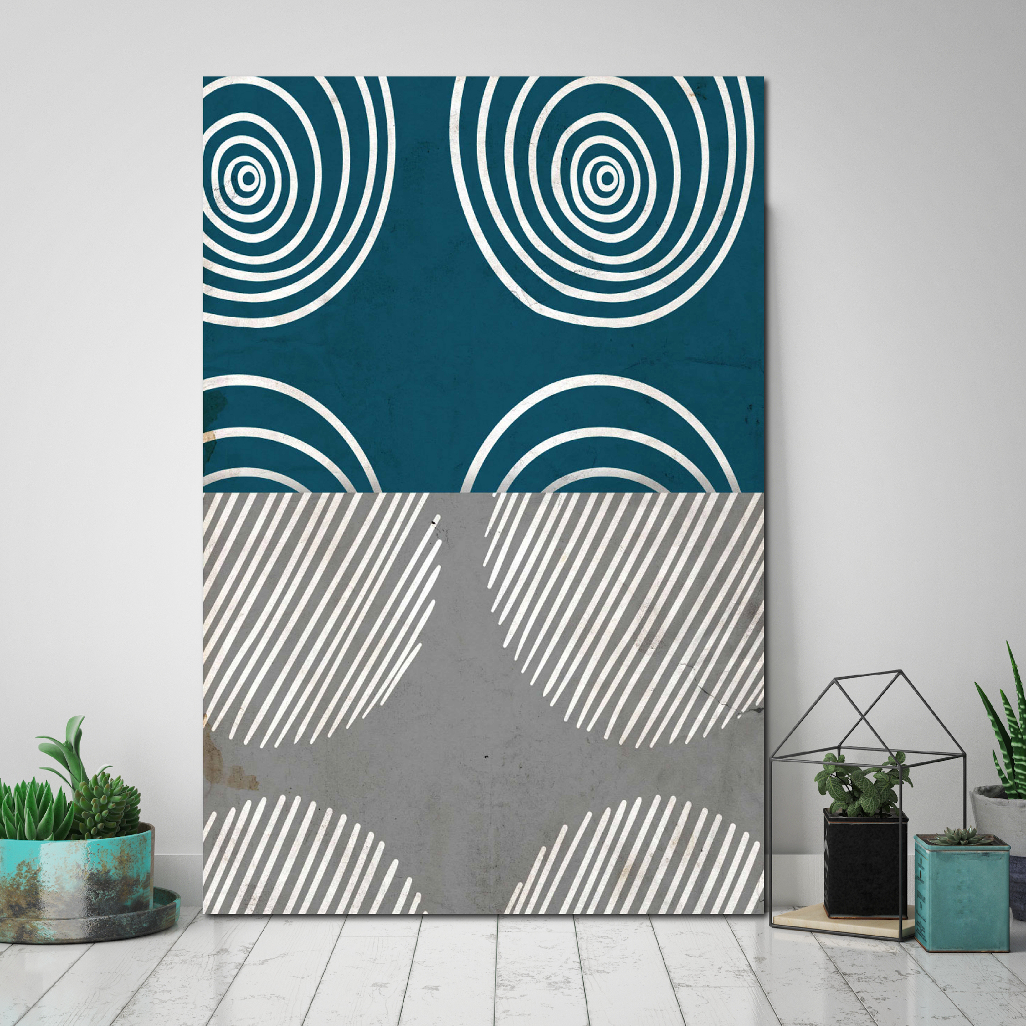 Teal Shapes I Gallery-Wrapped Canvas Wall Art, 12x18