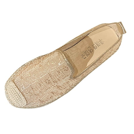 

Jsezml Womens Espadrille Ballet Flats Summer Dressy Mesh Crochet Pumps Vintage Breathable Closed Toe Slip On Loafer Shoes