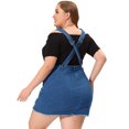 thumbnail image 4 of Plus Size Overall Dress for Women Chambray Jean Denim Suspender Dresses Denim Blue 1X, 4 of 6