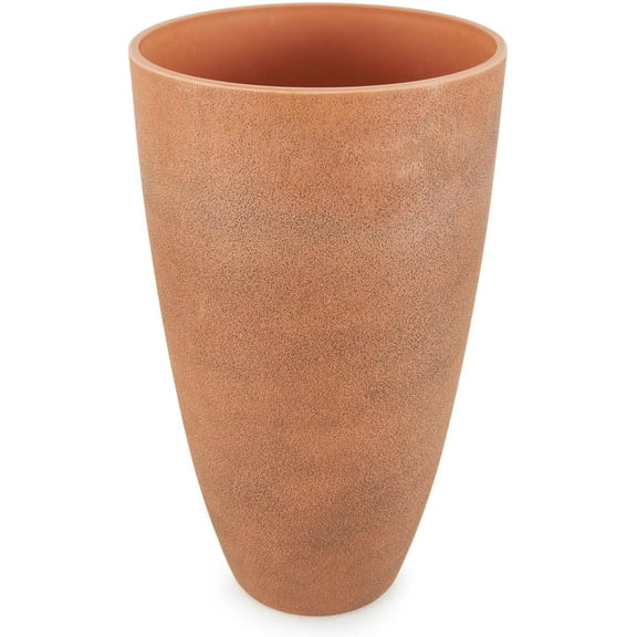 FGYRYK Weather Protected Recycled Composite Vase Planter Pot, Indoor or Outdoor use, Tall Lightweight 7 pounds, Rust,1 Pack