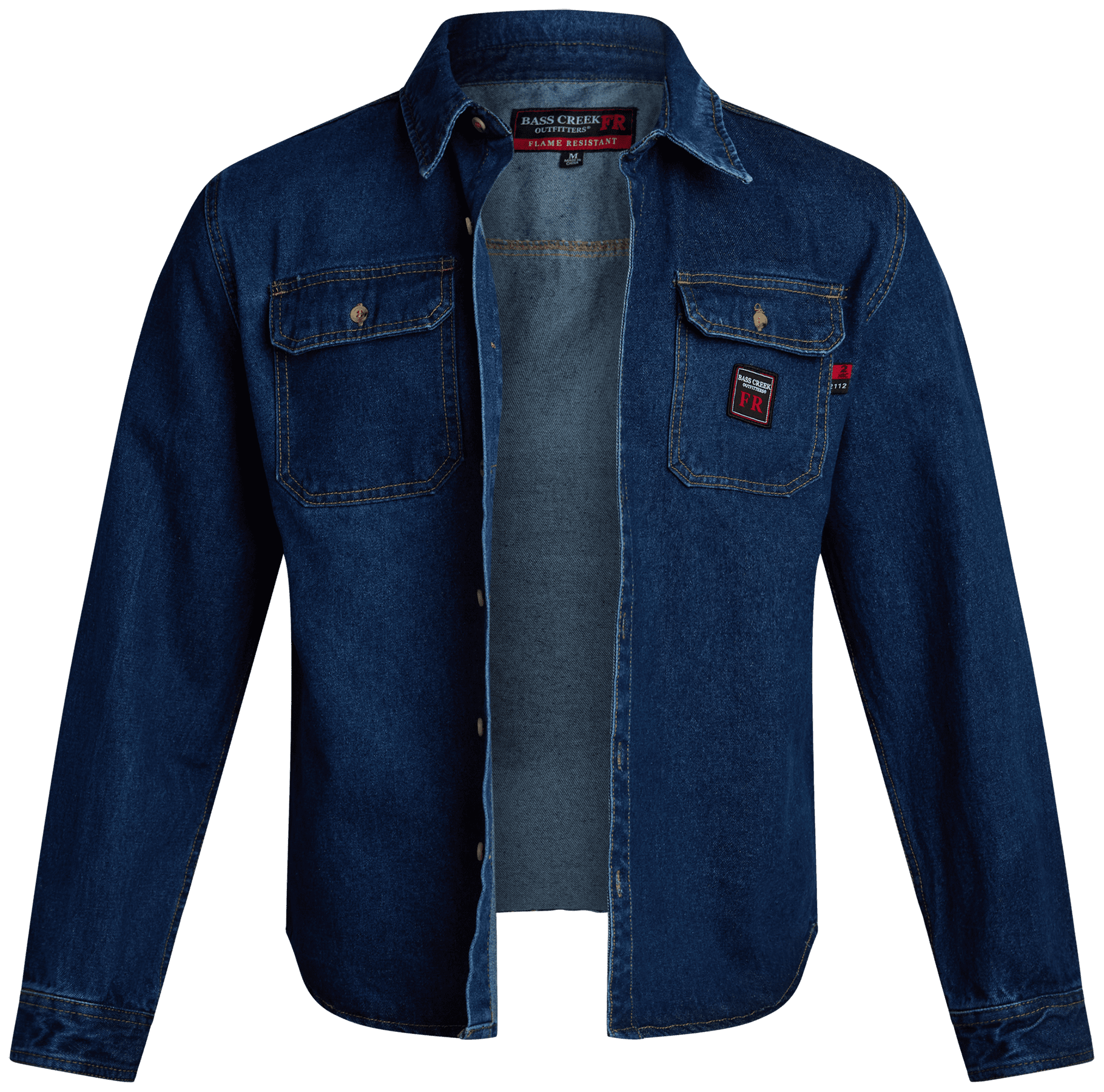 Bass Creek Outfitters Men's Flame Resistant Long Sleeve Denim Work Shirt, Sizes M-2XL