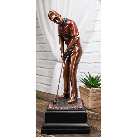 Sports Professional Golfer Preparing for A Swing of The Golf Club Statue 11"H