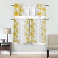 thumbnail image 4 of 3 Piece Curtains Tiers and Valances Set, Yellow Plumeria Flower Pattern White Background Short Rod Pocket Window Treatment for Living Room, Bedroom, Kitchen, Bathroom, 4 of 6