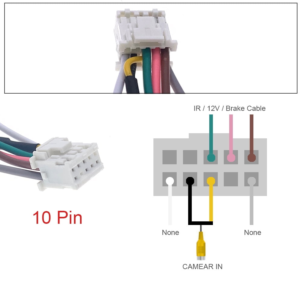 10Pin RCA Rear View Backup Camera Cable Adapter For Android Car Stereo