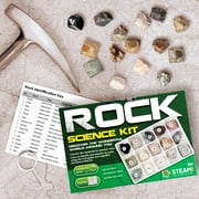 Piano Potato 15PCS Rock & Stone Collection Kit, Geology Minerals Set with Collector Box, STEM Science Gift for Kids Ages 6+
