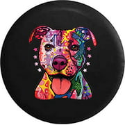 556 Gear Neon Artistic K9 American Lab Pit Bull Staffy Dog Mix Spare Tire Cover Black 28 in