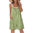 thumbnail image 6 of Oiangi Sleeveless Rompers for Women Spaghetti Strap Pleated Jumpsuits Causal Summer Beach Overalls with Pockets Mint Green L, 6 of 6