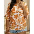 thumbnail image 3 of Oryer Womens Plus Size Tops V Neck 3/4 Bell Sleeve Womens Blouse, Trendy Tunic Summer Shirts for Women 1X-5X, 3 of 7