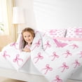 thumbnail image 3 of Erosebridal Bow Letter E Twin Bedding Sets for Girls, Pink Watercolor Ribbon Bedding Comforter Set, Pink Reversible, 7pcs, 3 of 6
