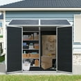 thumbnail image 4 of 8x6 ft Heavy-Duty Waterproof Resin Storage Shed with Floor, 2 Windows & Lockable Door – Outdoor Garden Tool Shed for Patio & Backyard, Black., 4 of 7
