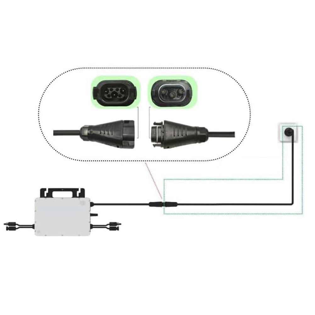 CHENGSI for Hoymiles HMS Connection Cable Field Connector & Play 3 meters Solar Power Microinverter AC Adapter IP44 Rated H07RN-F 3x1.5mm² Rubber Hose Cable for PV Systems Indoor Outdoor Use